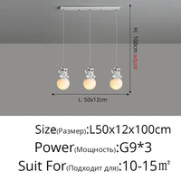 Lampe LED suspendue Ours Mignon | Marco Lucetti A 3 têtes / Trois couleurs