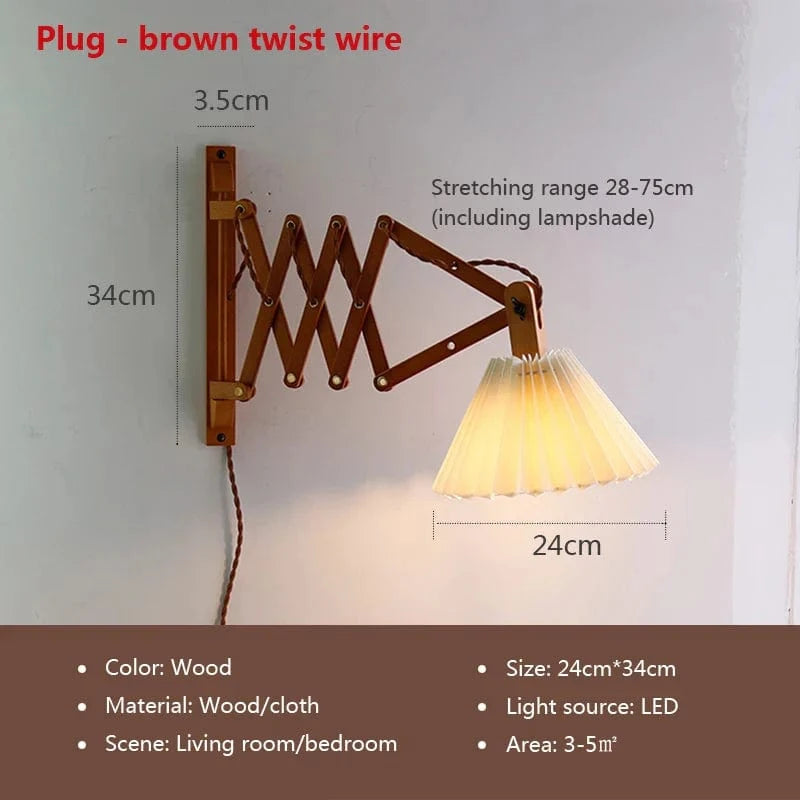 Lampe LED télescopique Sax - Design japonais en bois, idéal pour décoration d'intérieur | Marco Lucetti UN / Prise américaine