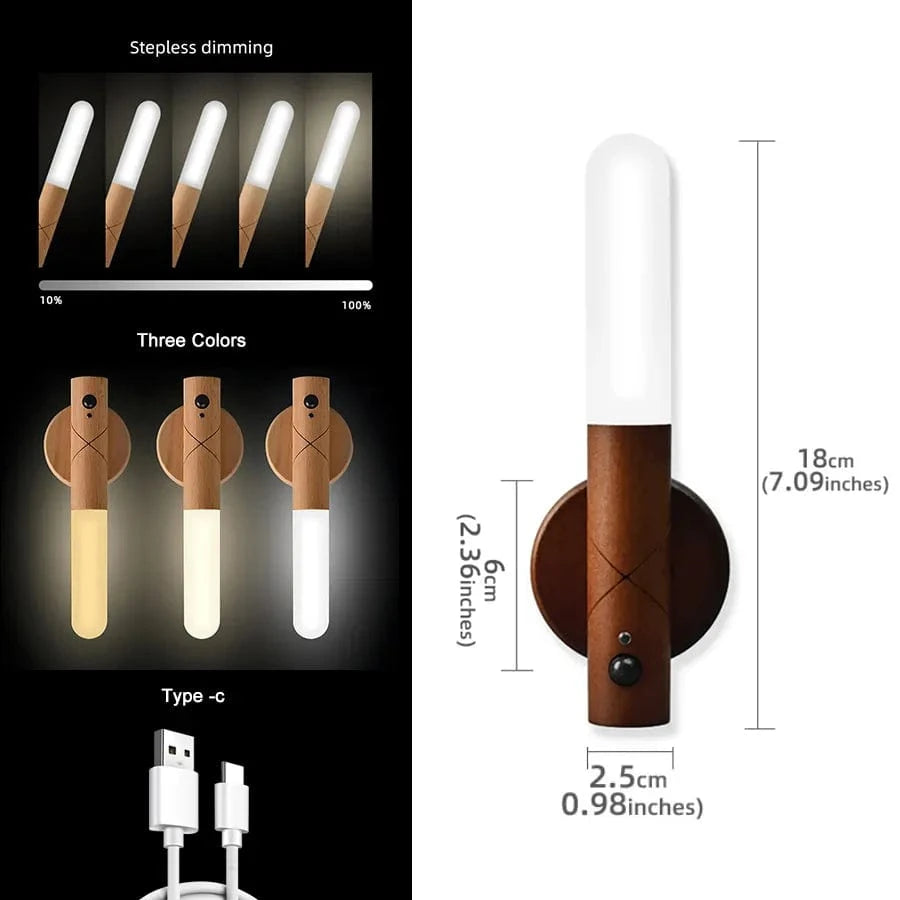 Lampe LED USB Bois Rechargeable | Marco Lucetti 1 PCS / Foncé 3 couleurs / CN