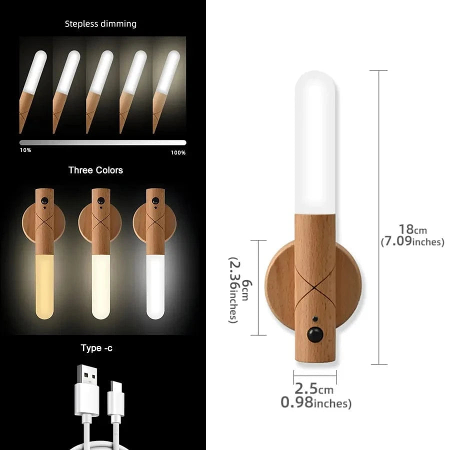 Lampe LED USB Bois Rechargeable | Marco Lucetti 1 PCS / Lumière 3 couleurs / CN