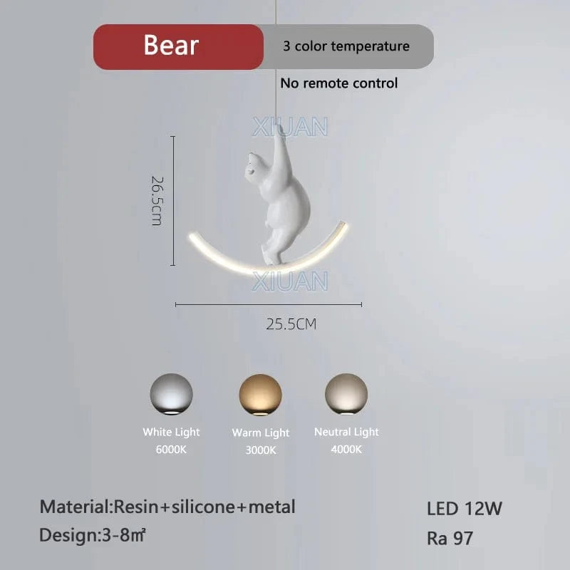 Lampe Licorne Suspendue | Marco Lucetti Ours 3 Couleur claire