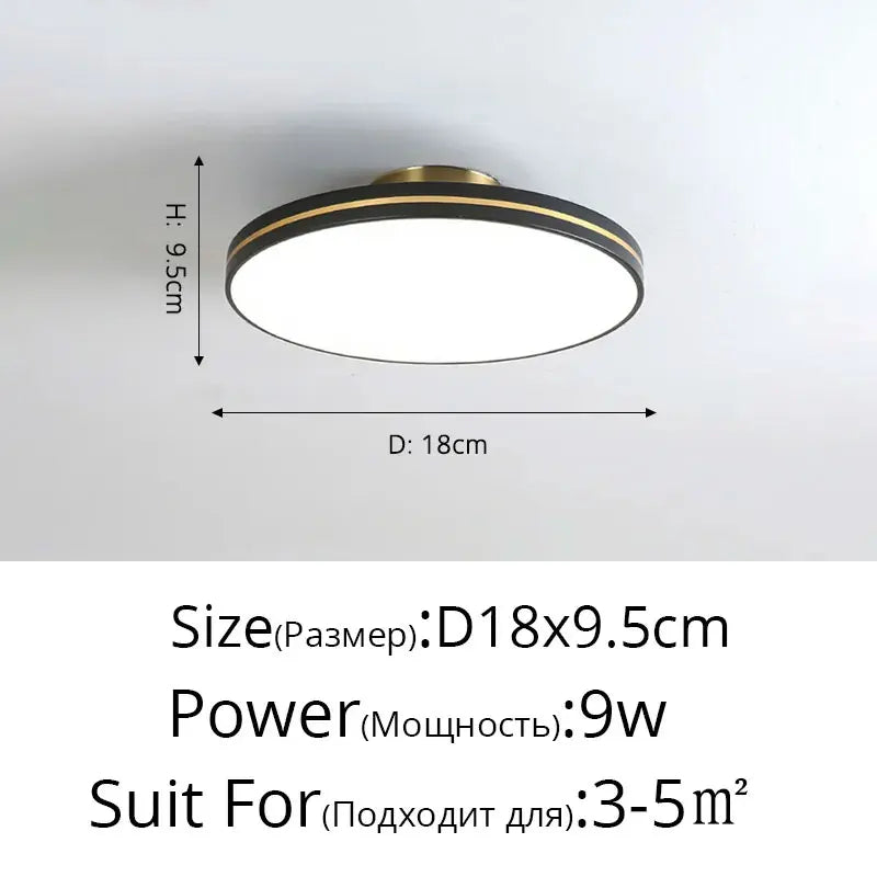 Plafonnier LED Doré en Métal