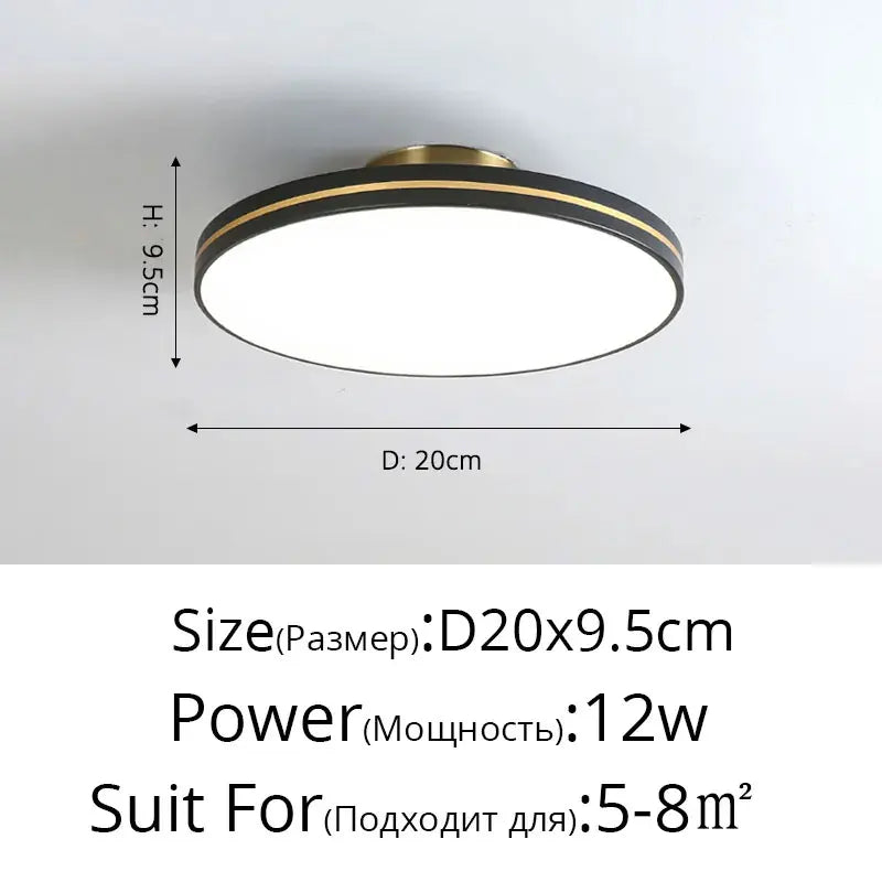 Plafonnier LED Doré en Métal