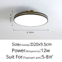 Plafonnier LED Doré en Métal