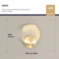 Lampe murale design en aluminium minimaliste | Marco Lucetti PLI080 Or B / Blanc froid
