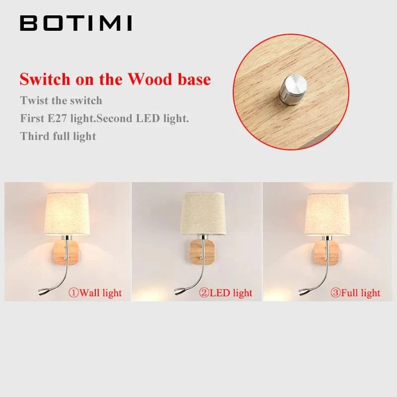 Lampe murale LED élégante avec abat-jour en tissu et liseuse | Marco Lucetti
