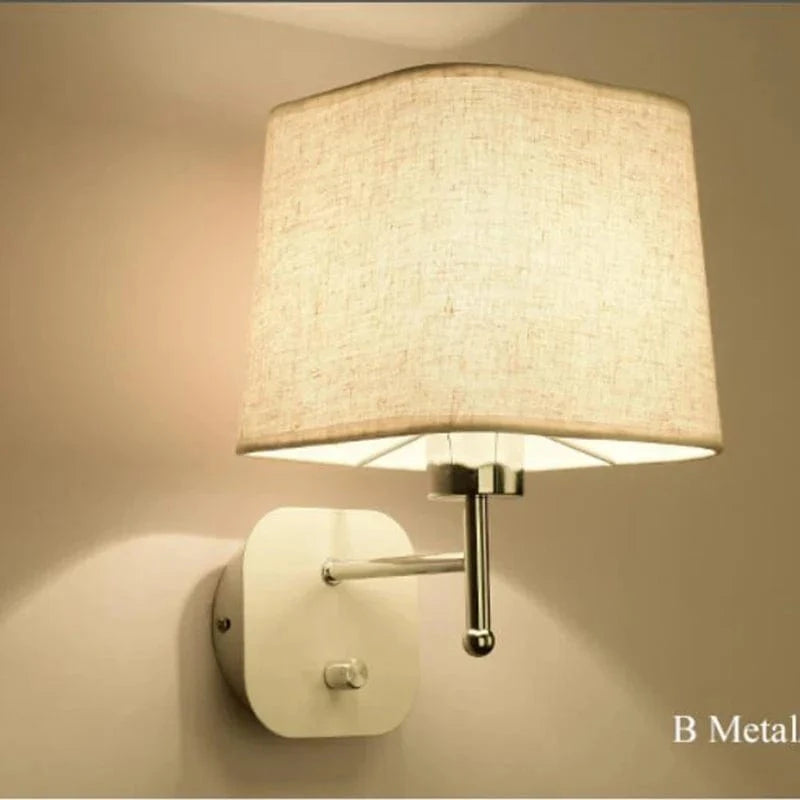 Lampe murale LED élégante avec abat-jour en tissu et liseuse | Marco Lucetti B Base en métal