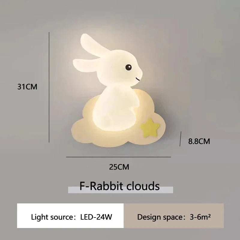 Lampe murale LED Lapin Mignon pour Chambre Enfant | Marco Lucetti F Nuages de lapin