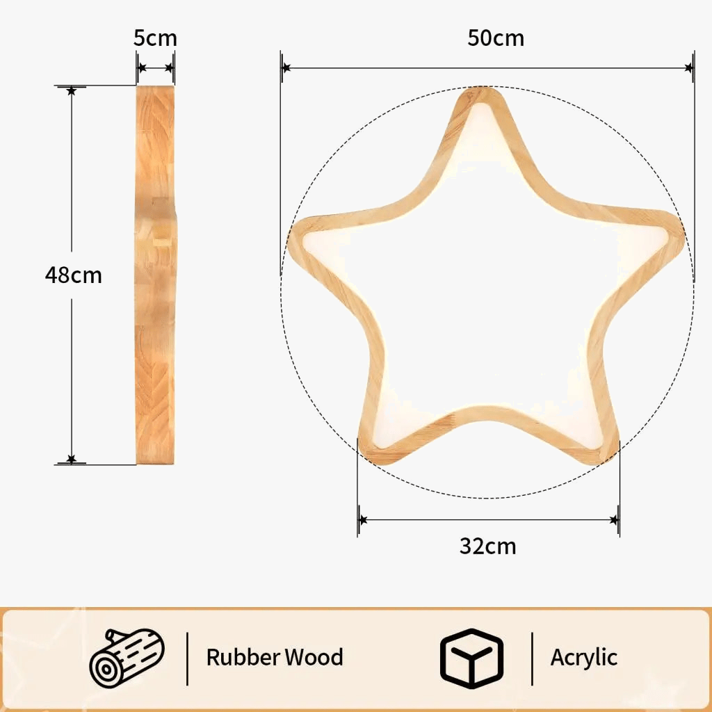 Lampe nordique en bois naturel : Plafonnier étoile LED  | Marco Lucetti