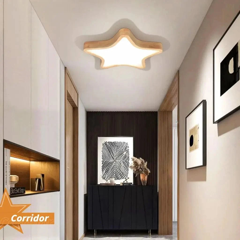 Lampe nordique en bois naturel : Plafonnier étoile LED  | Marco Lucetti