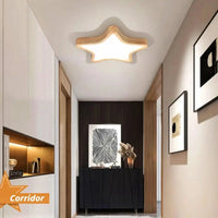 Lampe nordique en bois naturel : Plafonnier étoile LED  | Marco Lucetti