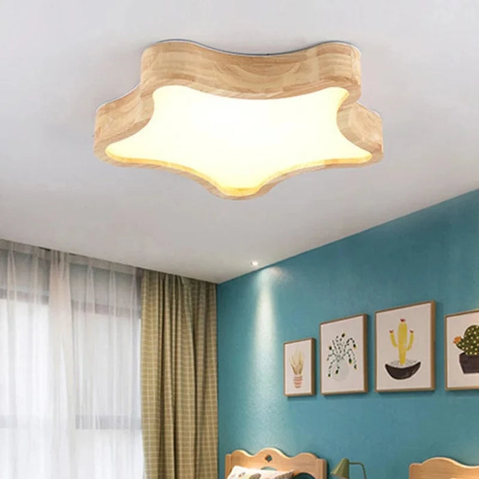 Lampe nordique en bois naturel : Plafonnier étoile LED  | Marco Lucetti