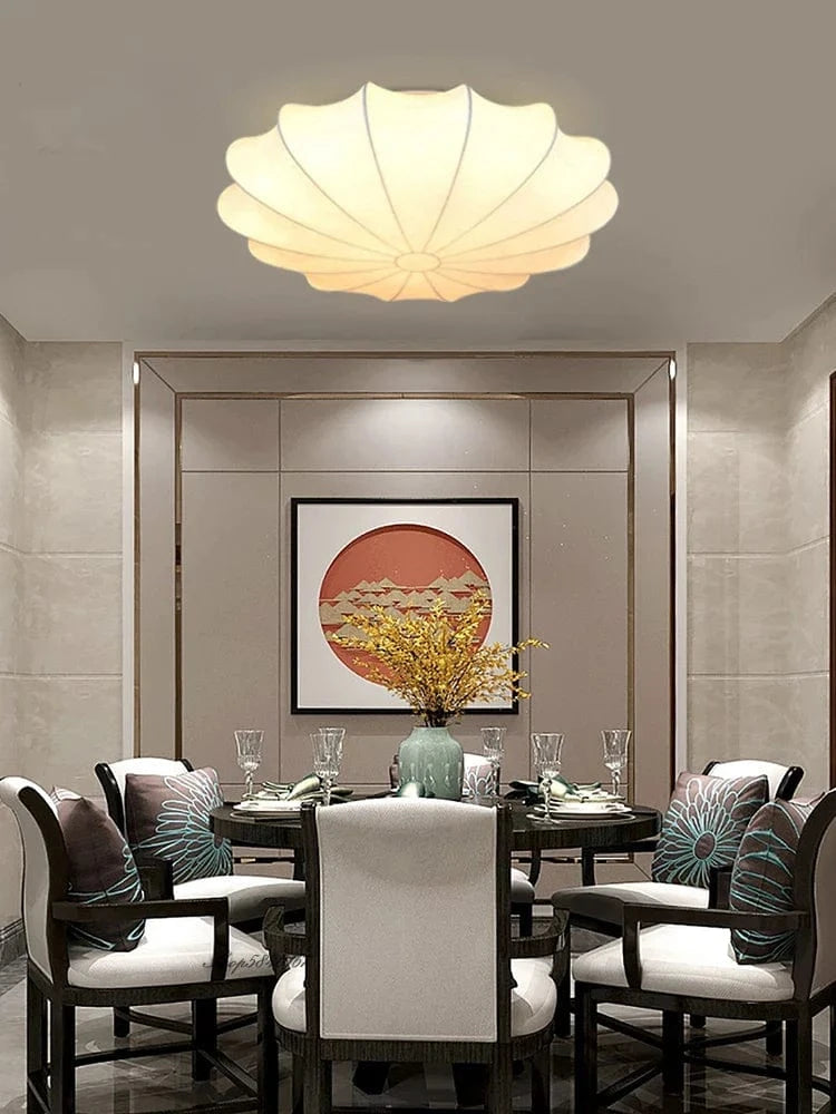 Lampe nordique en soie : décoration de plafond moderne avec LED pour salle à manger ou salon | Marco Lucetti