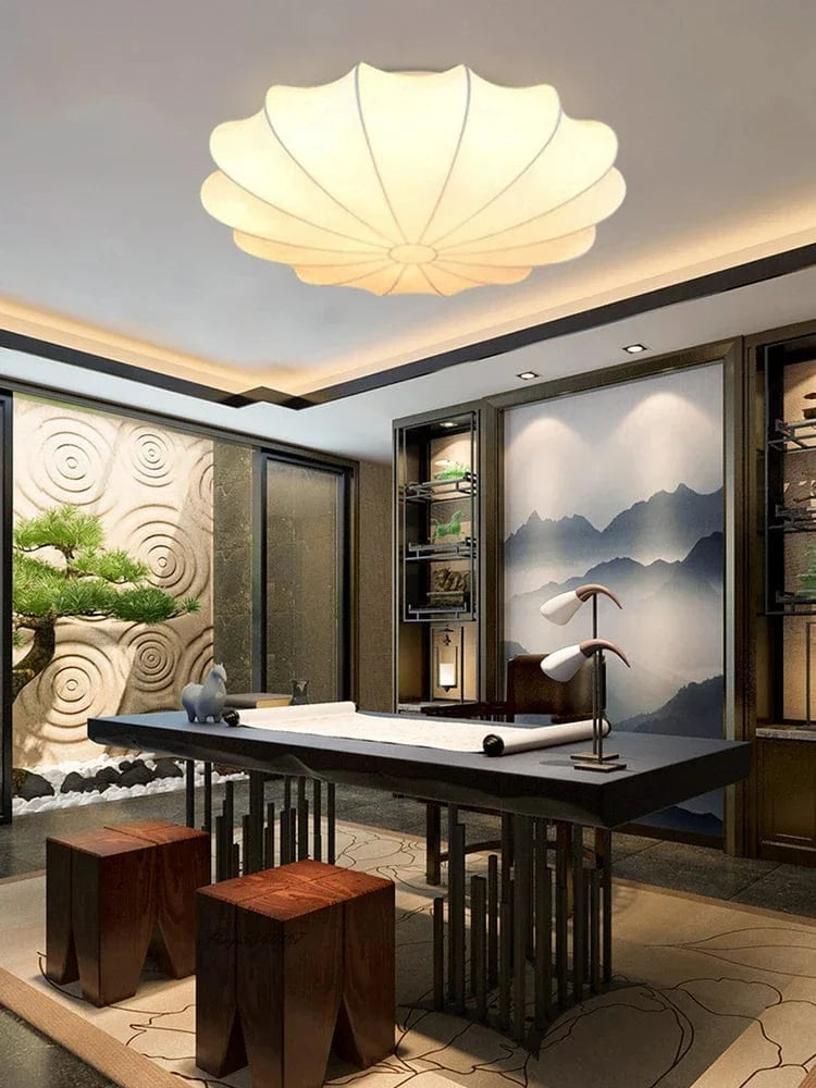 Lampe nordique en soie : décoration de plafond moderne avec LED pour salle à manger ou salon | Marco Lucetti