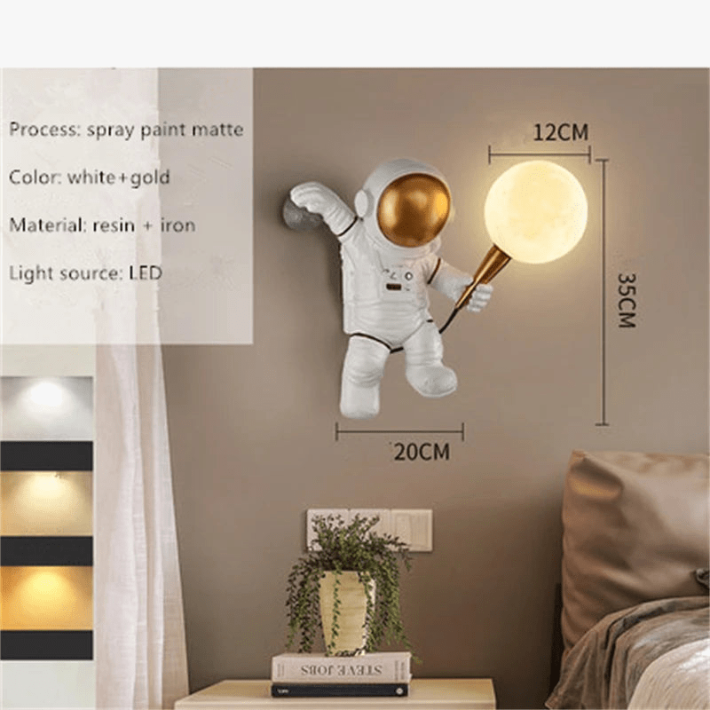 Lampe Nordique LED Astronaute Lune pour Chambre d'Enfants | Marco Lucetti