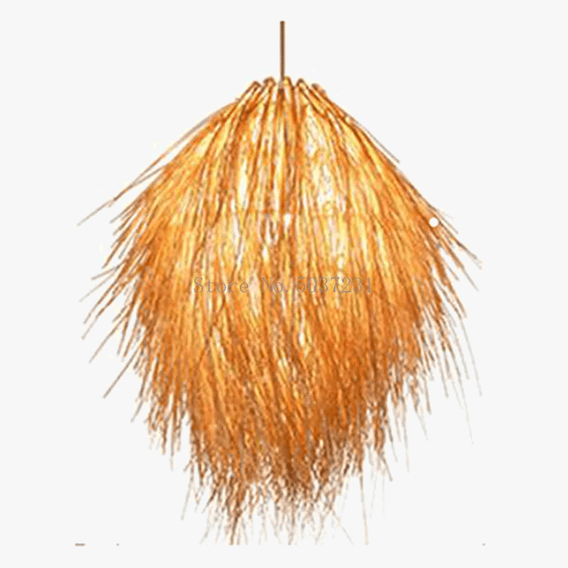 Lampe pastorale en rotin tissage bambou et chapeau de paille, idéale pour une décoration de salle | Marco Lucetti