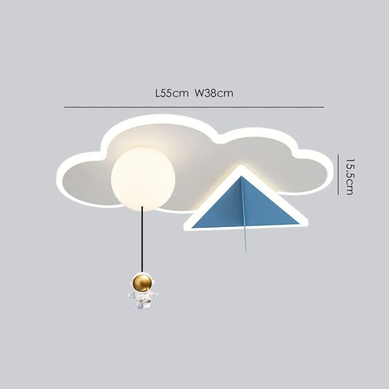 Lampe Plafonnier Enfant Astronaute Avion Nuage. | Marco Lucetti 55cm bleu / Blanc froid