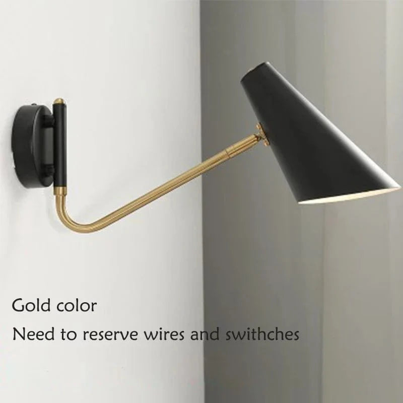 Lampe Réglable Noir/Or Style Rétro Industriel | Marco Lucetti Or