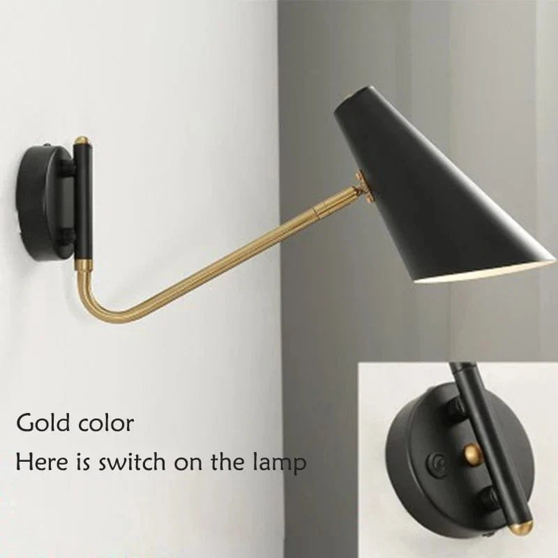 Lampe Réglable Noir/Or Style Rétro Industriel | Marco Lucetti Or avec interrupteur