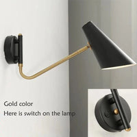 Lampe Réglable Noir/Or Style Rétro Industriel | Marco Lucetti Or avec interrupteur