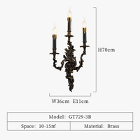 Applique murale luxueuse en laiton antique et cuivre royal