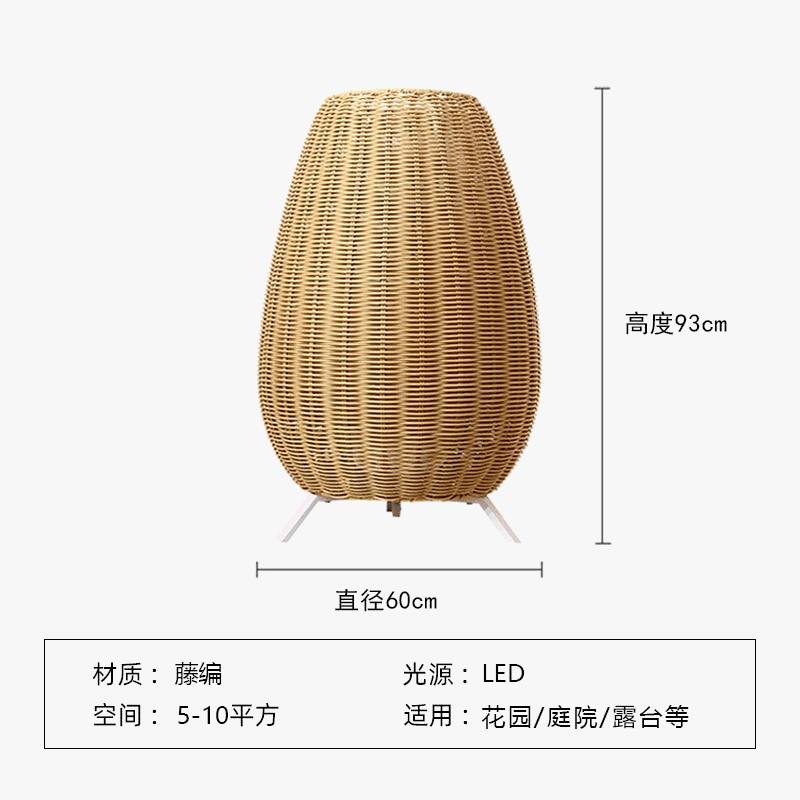 Lampe solaire d'extérieur en rotin tressé | Marco Lucetti