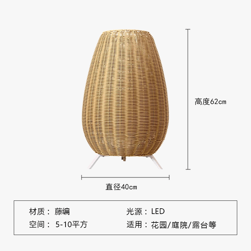 Lampe solaire d'extérieur en rotin tressé | Marco Lucetti