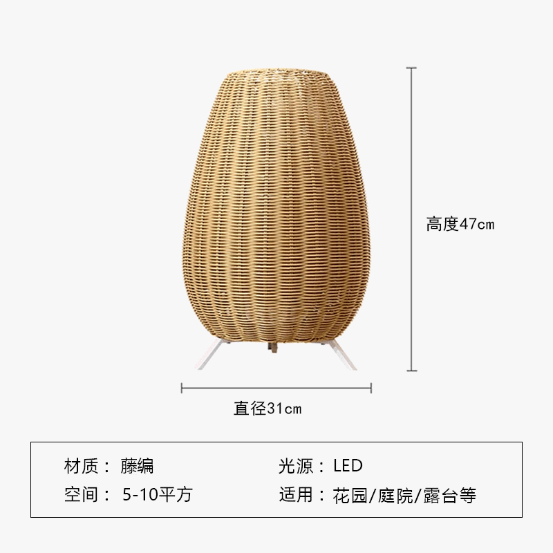 Lampe solaire d'extérieur en rotin tressé | Marco Lucetti