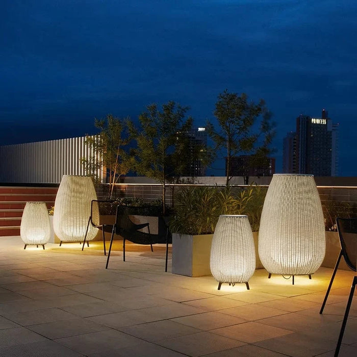 Lampe solaire d'extérieur en rotin tressé | Marco Lucetti