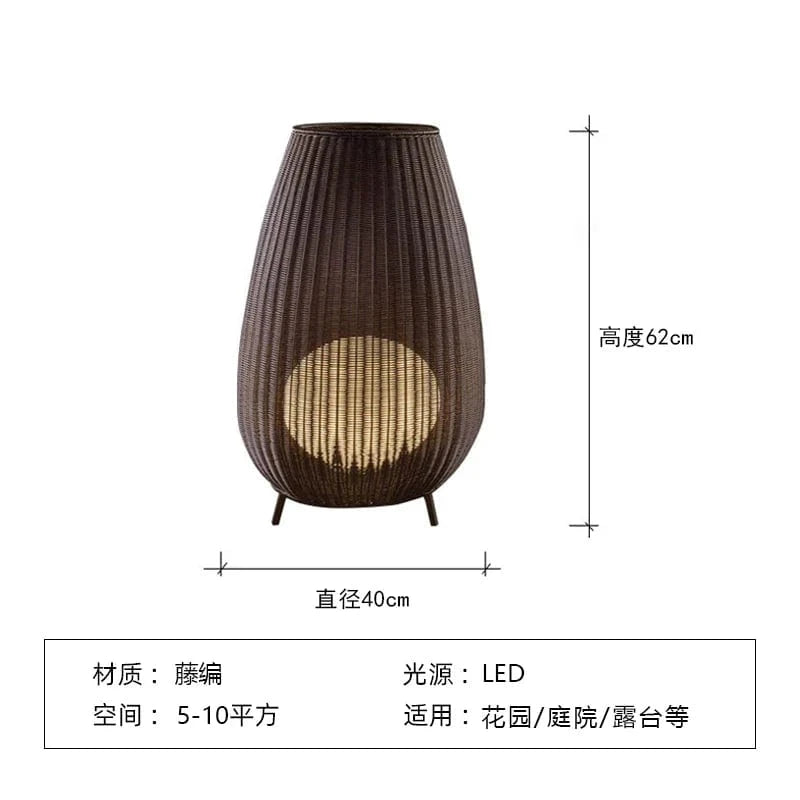Lampe solaire d'extérieur en rotin tressé | Marco Lucetti B 40X62CM / Prise