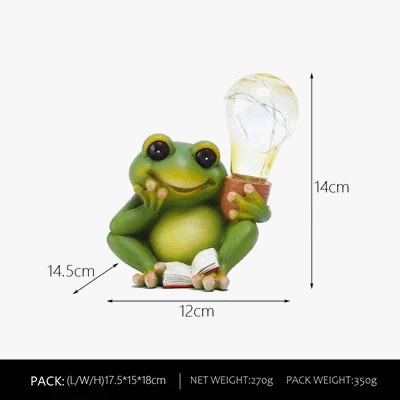 Lampe solaire de jardin grenouille coquine studieuse en résine avec Led Bub lumière waterproof | Marco Lucetti