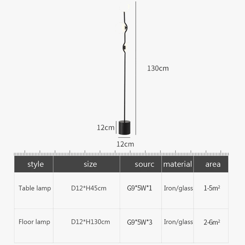 Lampe solaire en verre de haricot magique, LED salon moderne, or et noir. | Marco Lucetti