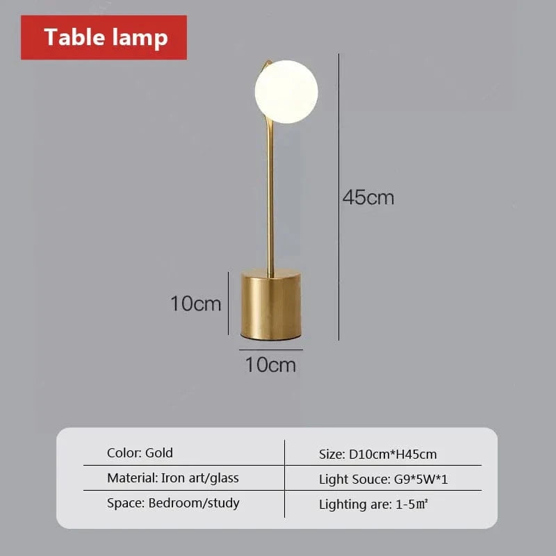 Lampe solaire en verre de haricot magique, LED salon moderne, or et noir. | Marco Lucetti A or / Blanc froid - Pas de RC