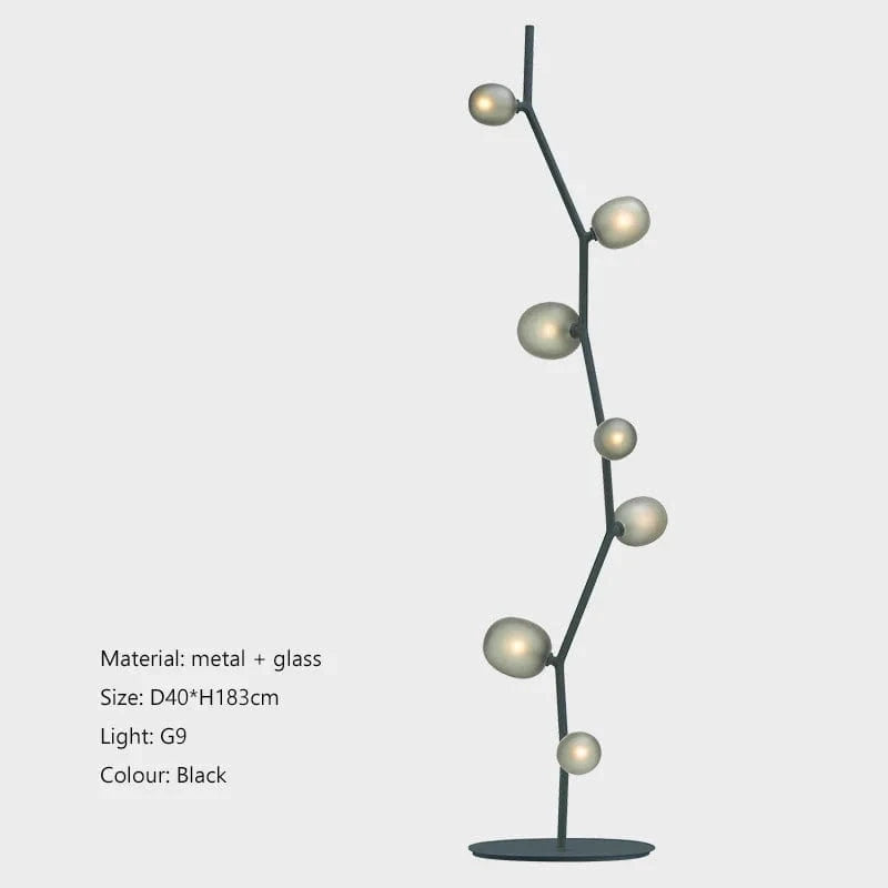 Lampe sur pied de verre de lierre au Design nordique et créatif | Marco Lucetti Lampadaire noir