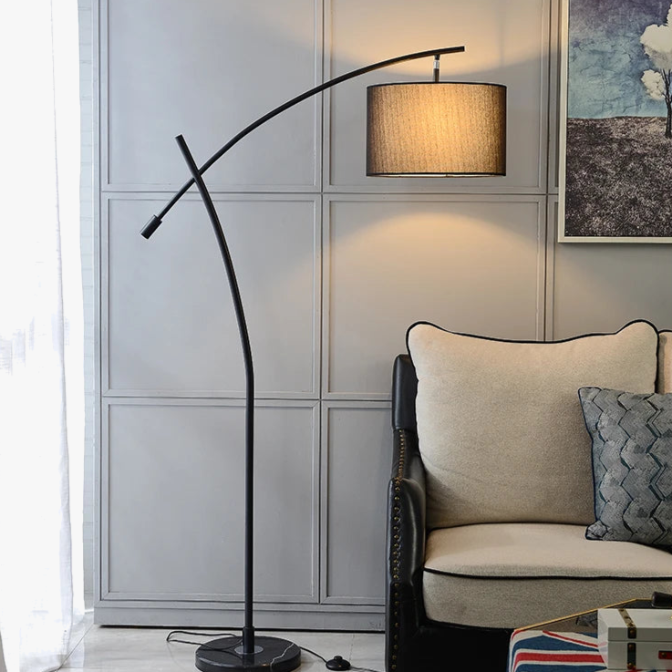 Lampadaire Luxe en Métal avec Abat-Jour en Tissu