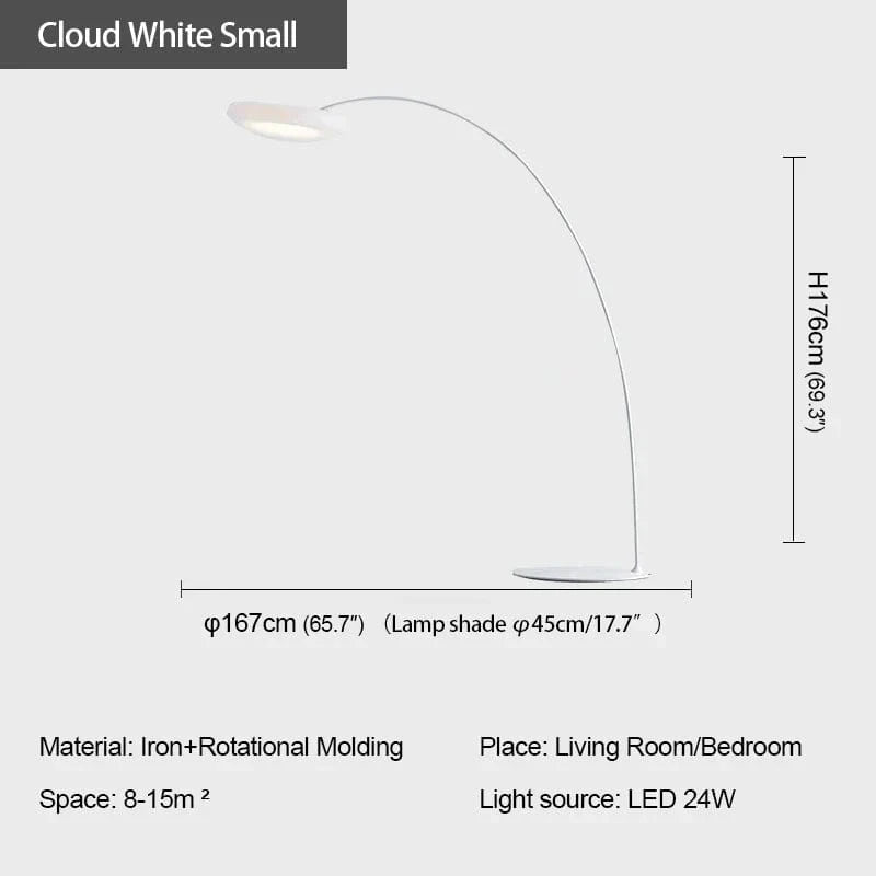 Lampe sur pied nordique modern - design créatif Nuage LED | Marco Lucetti Blanc / Bouton interrupteur / CHINE | Prise britannique