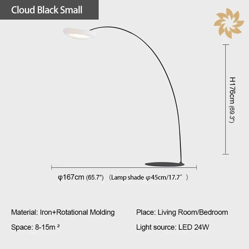 Lampe sur pied nordique modern - design créatif Nuage LED | Marco Lucetti Noir / Bouton interrupteur / CHINE | Prise britannique
