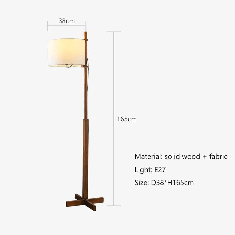 Lampe sur Pied Nordique Wabi Sabi en Bois Massif et Tissu, Abat-Jour LED pour Salon et Chambre | Marco Lucetti