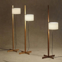 Lampe sur Pied Nordique Wabi Sabi en Bois Massif et Tissu, Abat-Jour LED pour Salon et Chambre | Marco Lucetti