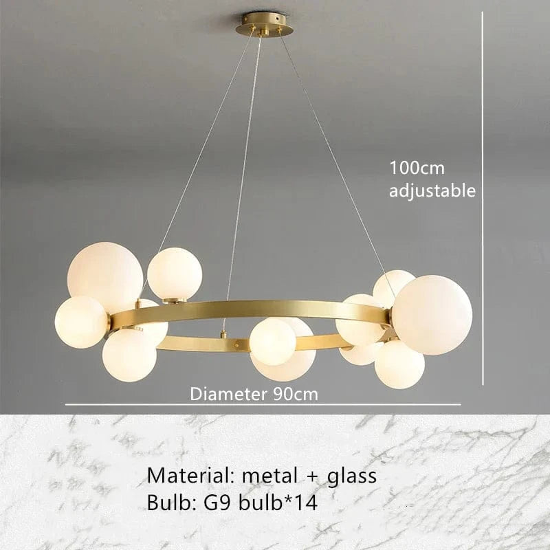 Lampe Suspendue Anellisée avec Fil Ajustable | Marco Lucetti 15 boules-blanc 1 / Blanc froid