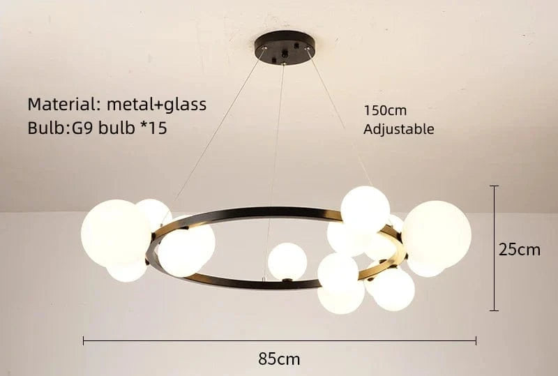 Lampe Suspendue Anellisée avec Fil Ajustable | Marco Lucetti 15 boules blanches / Blanc chaud