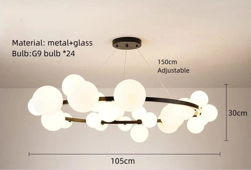 Lampe Suspendue Anellisée avec Fil Ajustable | Marco Lucetti 24 boules blanches / Blanc froid