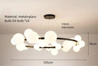 Lampe Suspendue Anellisée avec Fil Ajustable | Marco Lucetti 24 boules blanches / Blanc froid
