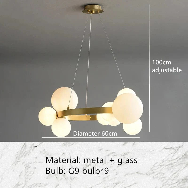 Lampe Suspendue Anellisée avec Fil Ajustable | Marco Lucetti 9 boules-blanc 1 / Blanc froid