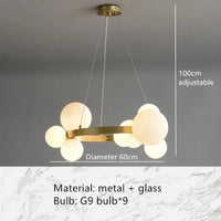 Lampe Suspendue Anellisée avec Fil Ajustable | Marco Lucetti 9 boules-blanc 1 / Blanc froid