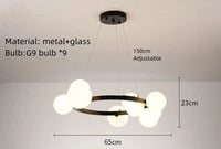 Lampe Suspendue Anellisée avec Fil Ajustable | Marco Lucetti 9 boules blanches / Lumière naturelle