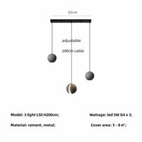Lampe Suspendue au Design Nordique "Lune et Planète" | Marco Lucetti 3 lumières L50cm / Lumière blanche 6500K