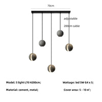 Lampe Suspendue au Design Nordique "Lune et Planète" | Marco Lucetti 5 lumières L70cm / Lumière blanche 6500K