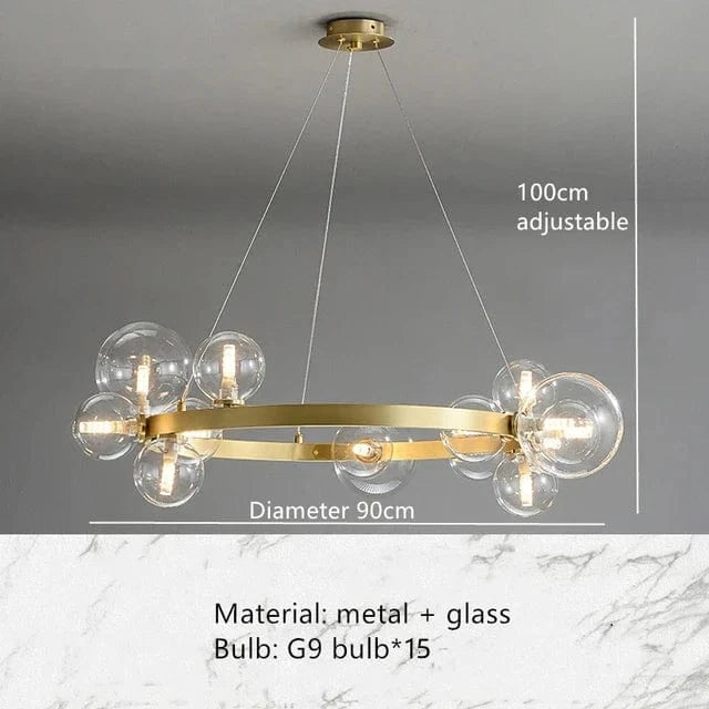 Lampe Suspendue Boule de Verre Clair avec Cordon Réglable et Emballage Sécurisé | Marco Lucetti 15 balles-clair / Blanc chaud