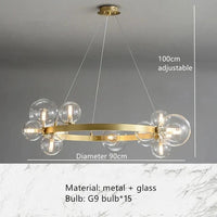 Lampe Suspendue Boule de Verre Clair avec Cordon Réglable et Emballage Sécurisé | Marco Lucetti 15 balles-clair / Blanc chaud